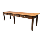 Large pine monastery dining table with drawers