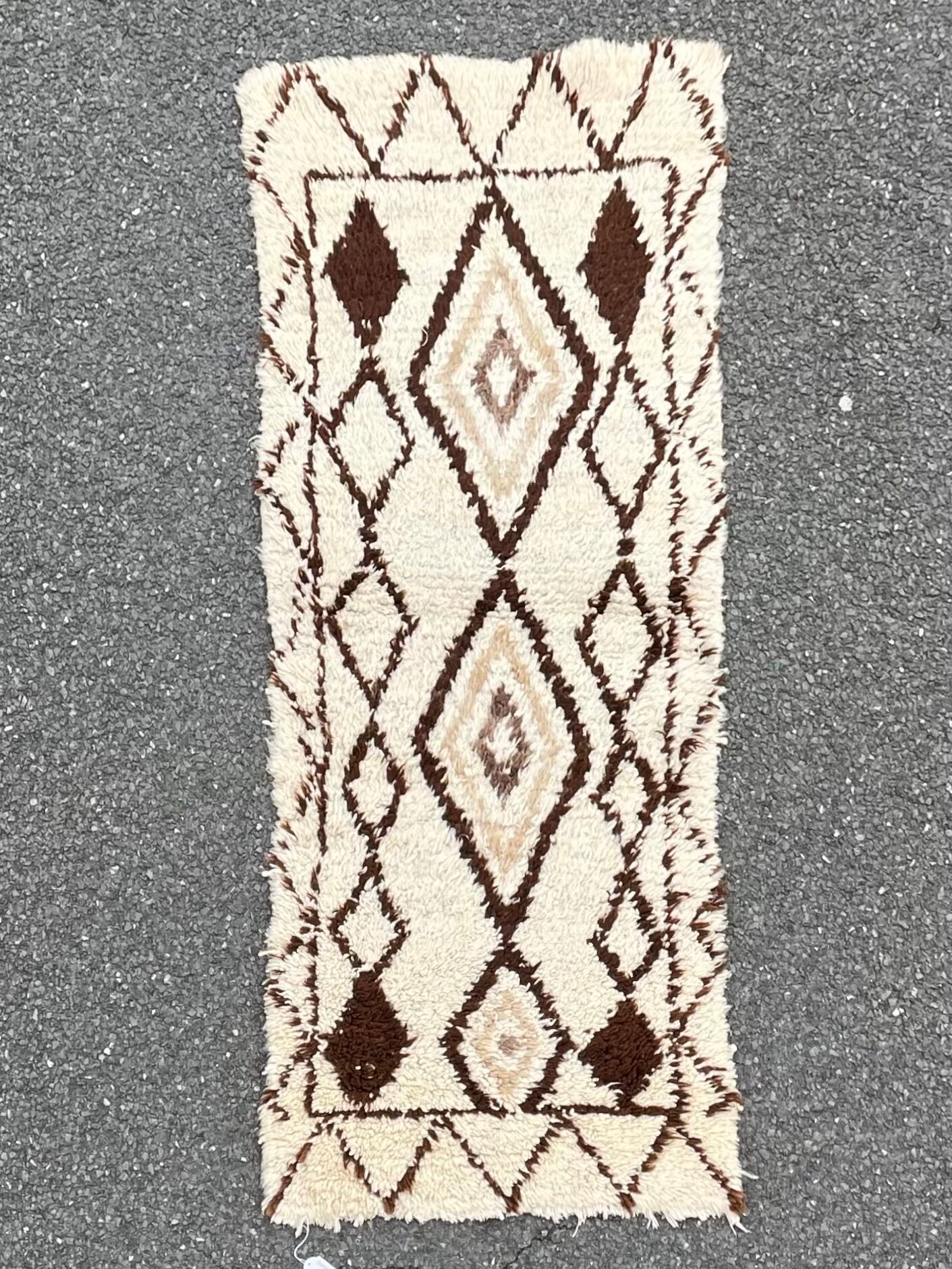 Tapis berbere beni ouarain vintage 70x170 cm
