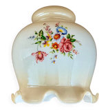 Opaline glass globe pendant light with flowers