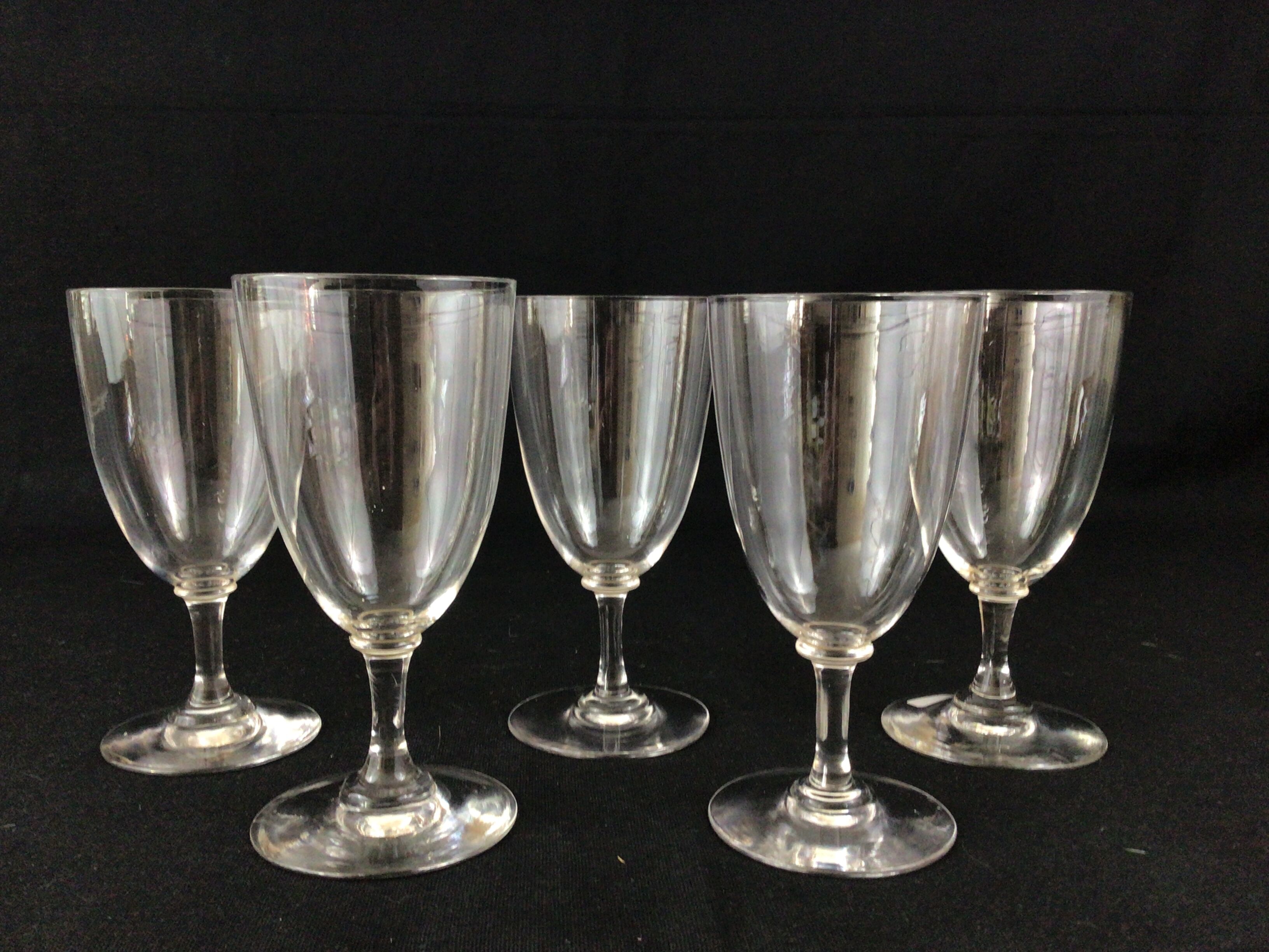 5 crystal water glasses of Baccarat XIXeme-XXeme
