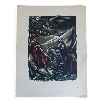 Illustration of the nativity The journey to Betlehem