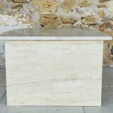 Vintage side table in travertine, circa 1980s.