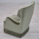 1970s, Danish armchair, velour, beech wood, original excellent condition.