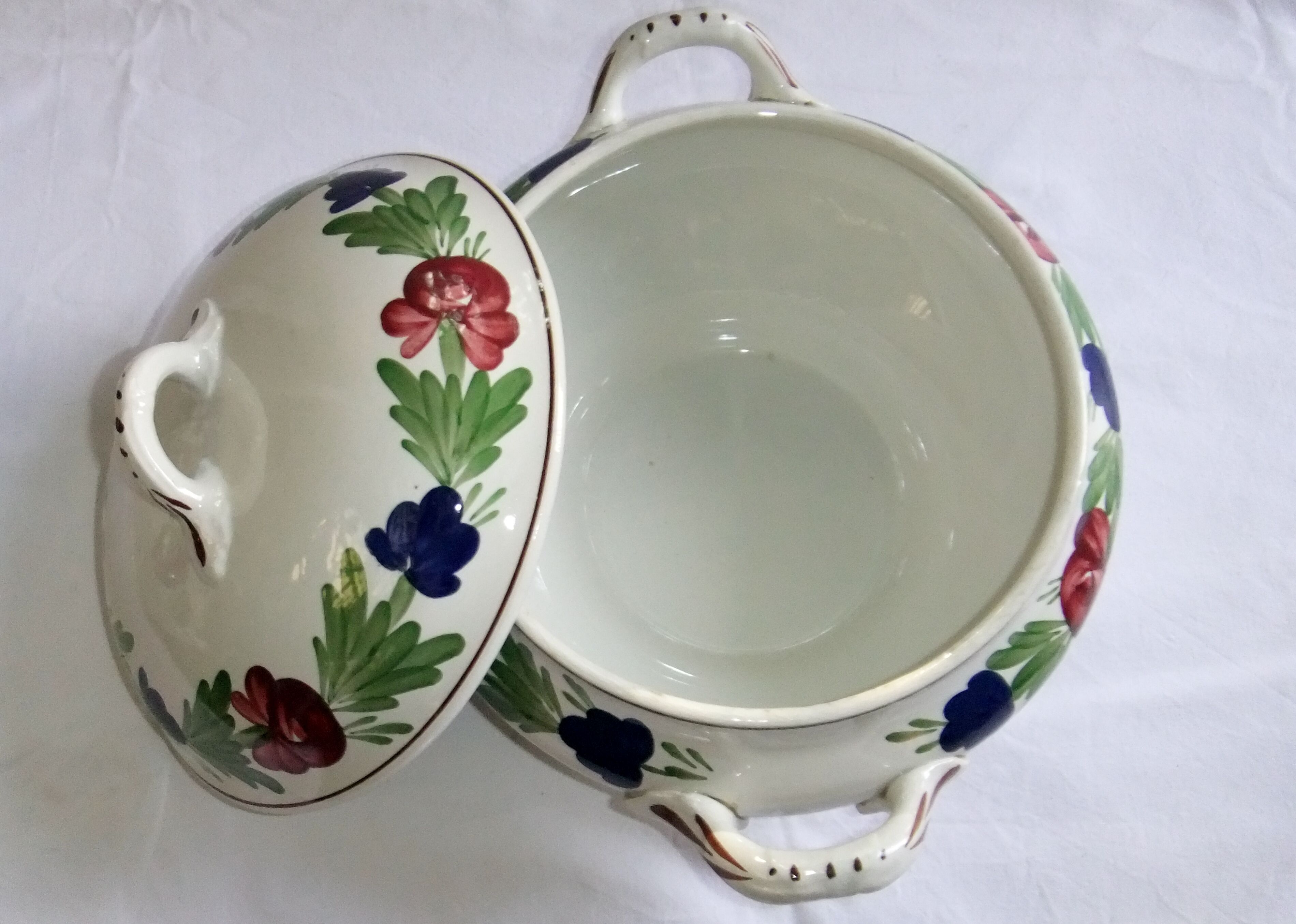 Old earthenware tureen Niderviller Moselle large format covered pot