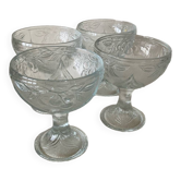 4 molded glass ice cream cups