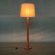 Vintage Swedish wooden floor lamp with pleated shade from the 1960s.