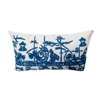 Antik cushion cover in linen duck blue - 30 x 50