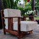 Art Deco armchair in solid oak and off-white corduroy, 1950s