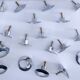 Lot de 18 boutons de meuble métal chromé design années 70