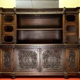 Renaissance bookcase in solid carved walnut circa 1850