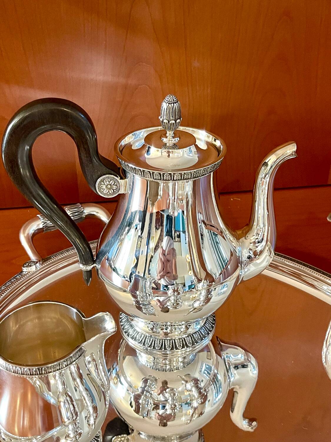 Christofle Malmaison 5-piece coffee and tea service with tray