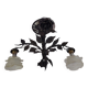 Chandelier with wrought iron and glass rose patterns