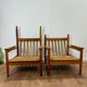 Paire de fauteuils en bois et paille