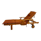 Chaises longue transat en teck design Fischer Möbel années 90