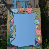 Miroir en bois sculpté " Le Paon"
