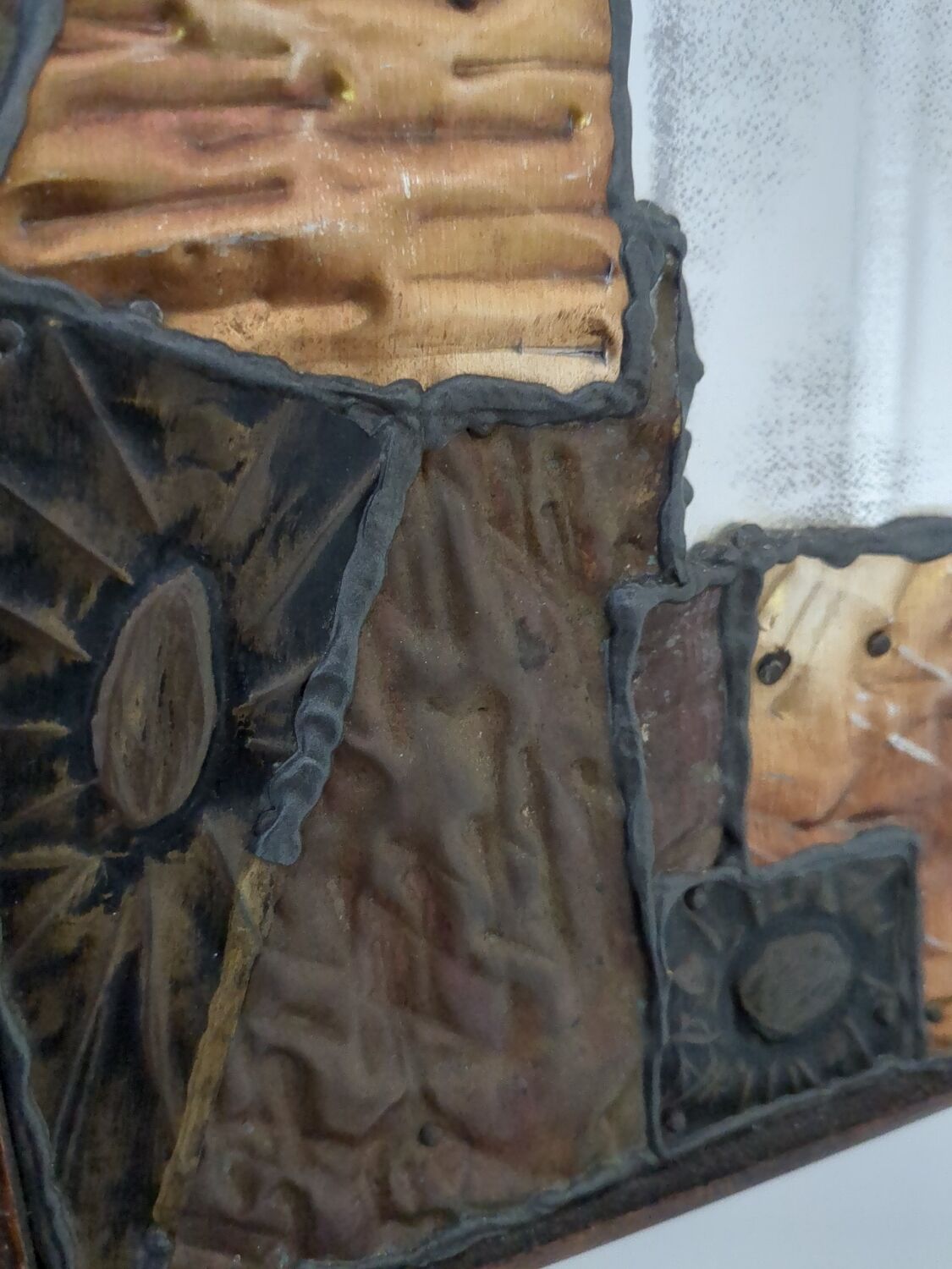 Rare old brutalist design mirror from the 70s