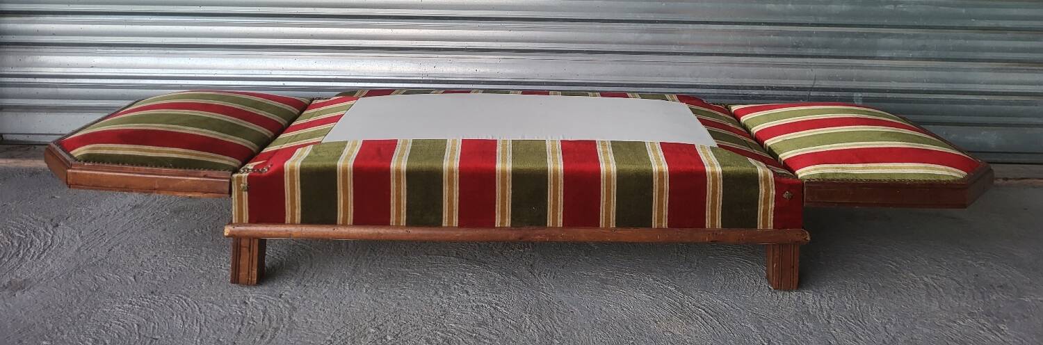 Ensemble banquette, 2 coussins et 2 rideaux Art Déco