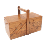 Golden oak sewing cart