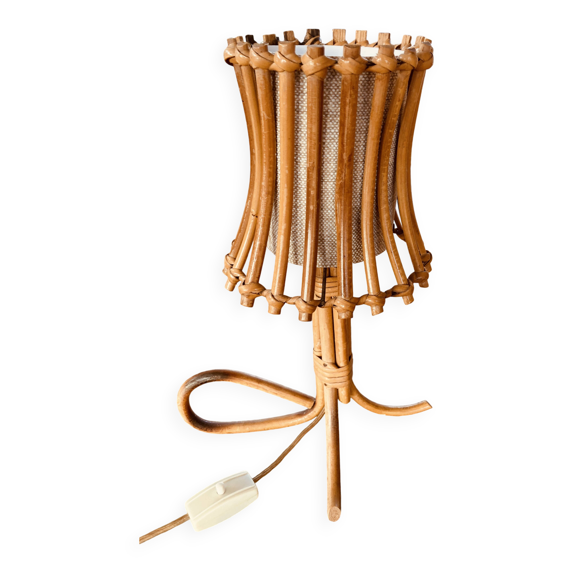 Small vintage rattan lamp