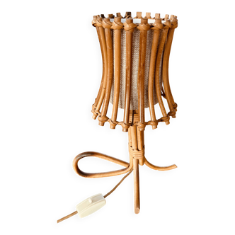 Small vintage rattan lamp