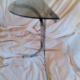 Vintage 1970s glass and chrome wall console