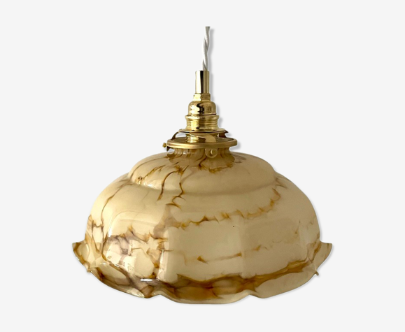 Suspension en opaline marbrée électrifiée à neuf