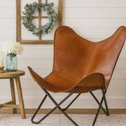 Chaise papillon en cuir fabriquée à la main, sièges de salon modernes