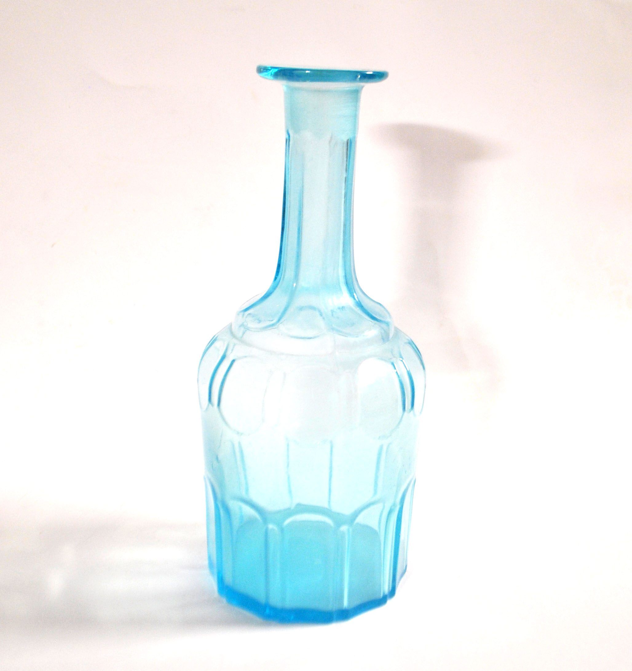 Vintage glass carafe in light blue blown glass 22cm