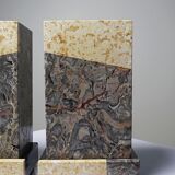 Pair of bookends, Art Deco fireplace decoration in antique marble from the 1920s-1930s.