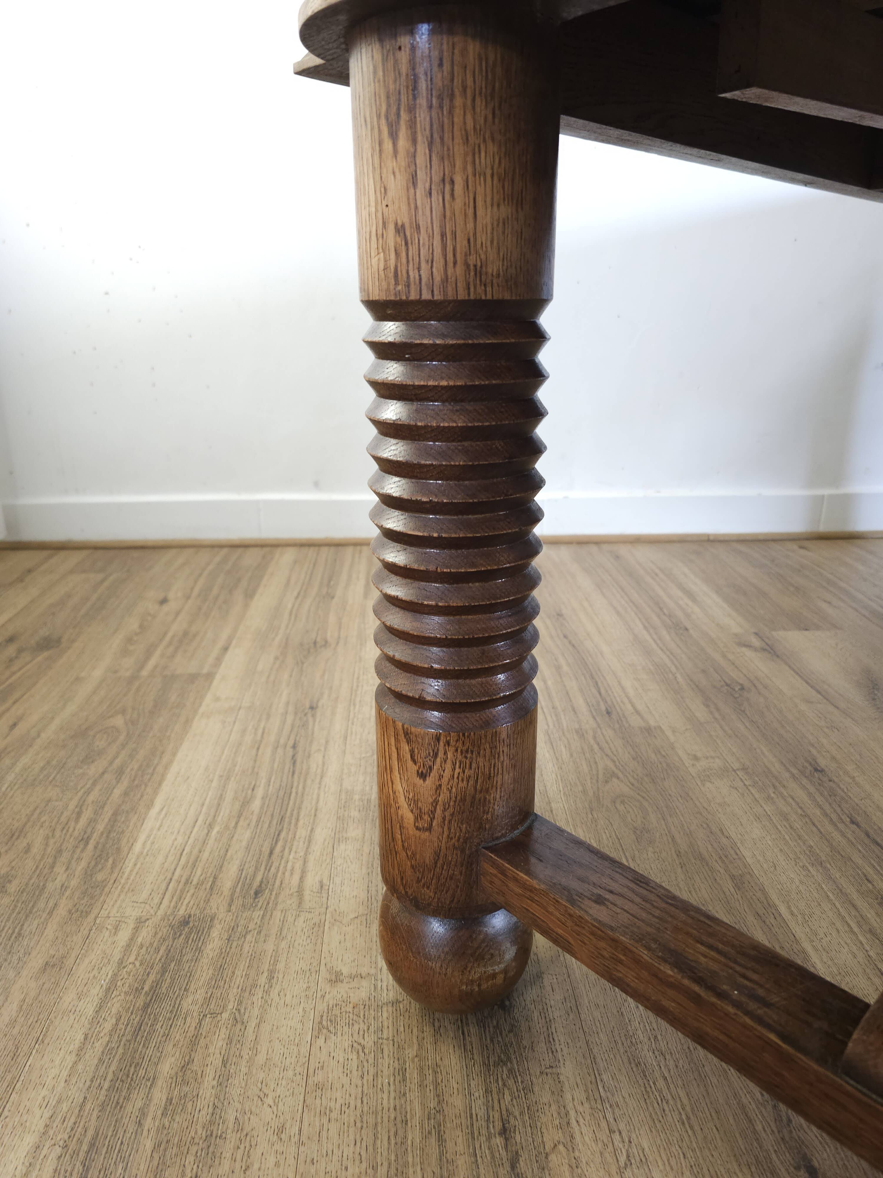 Oak dining table, DLG Charles Charles Dudouyt, 1950s