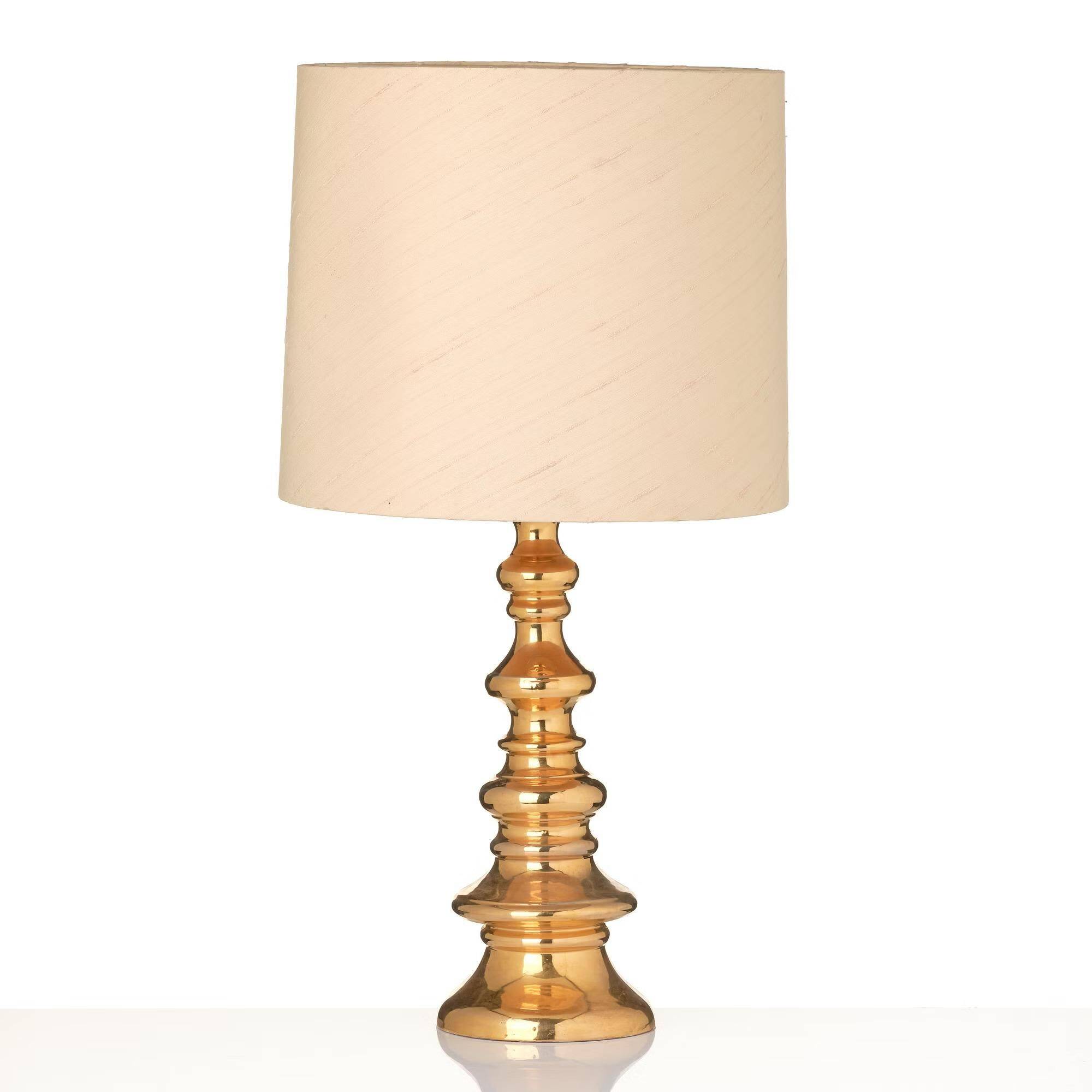 Bergbom's glazed ceramic table lamp gold model B-25 Sweden 960