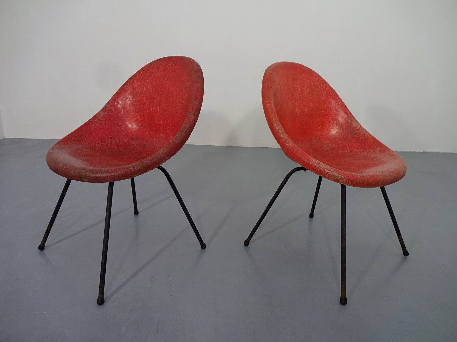 Set of French Fiberglass Side Chairs, 1960s