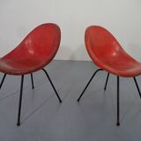 Set of French Fiberglass Side Chairs, 1960s