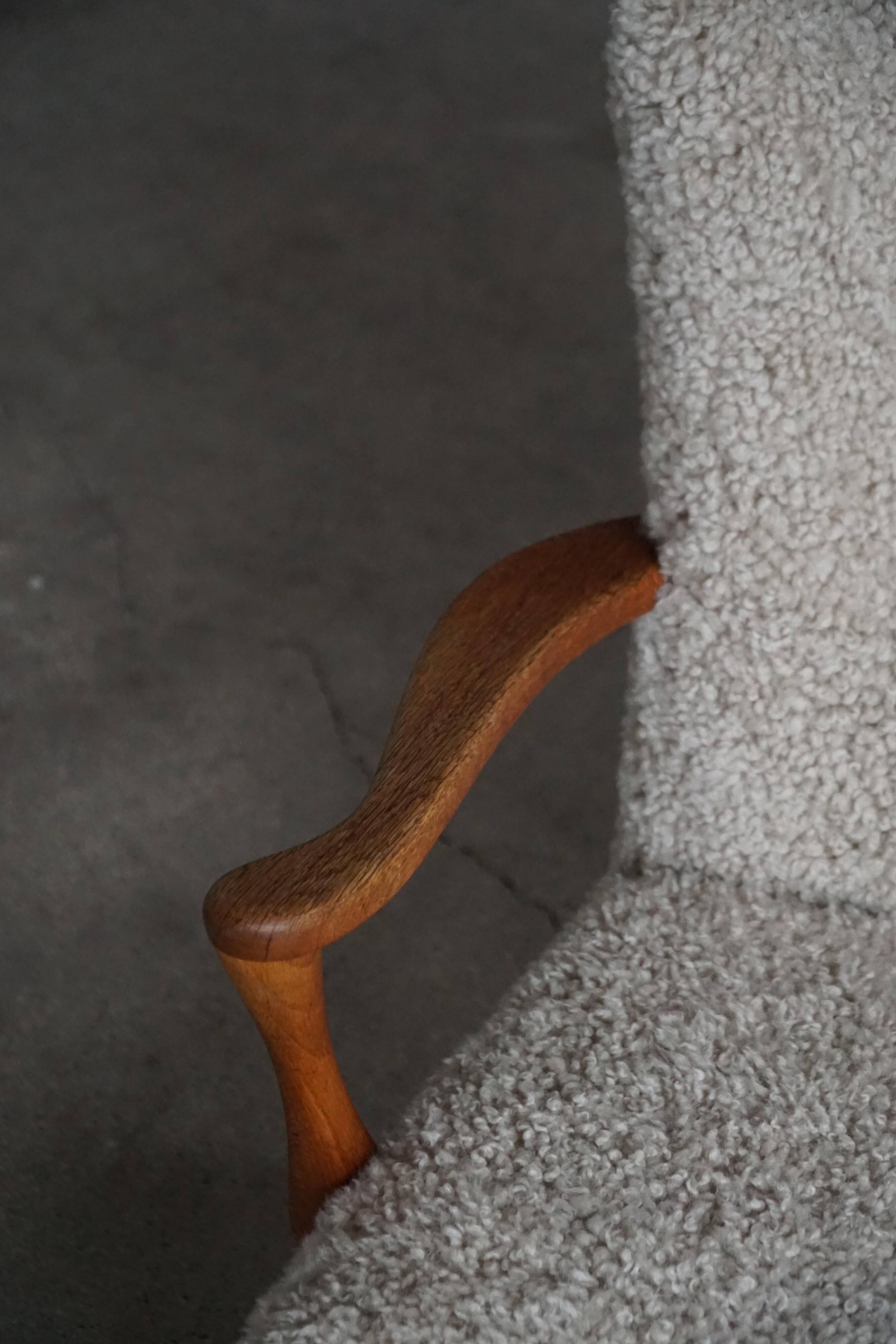 Viggo Boesen, Lounge Chair in Oak and Sheepskin Shearling, Modern Danish, 1950s