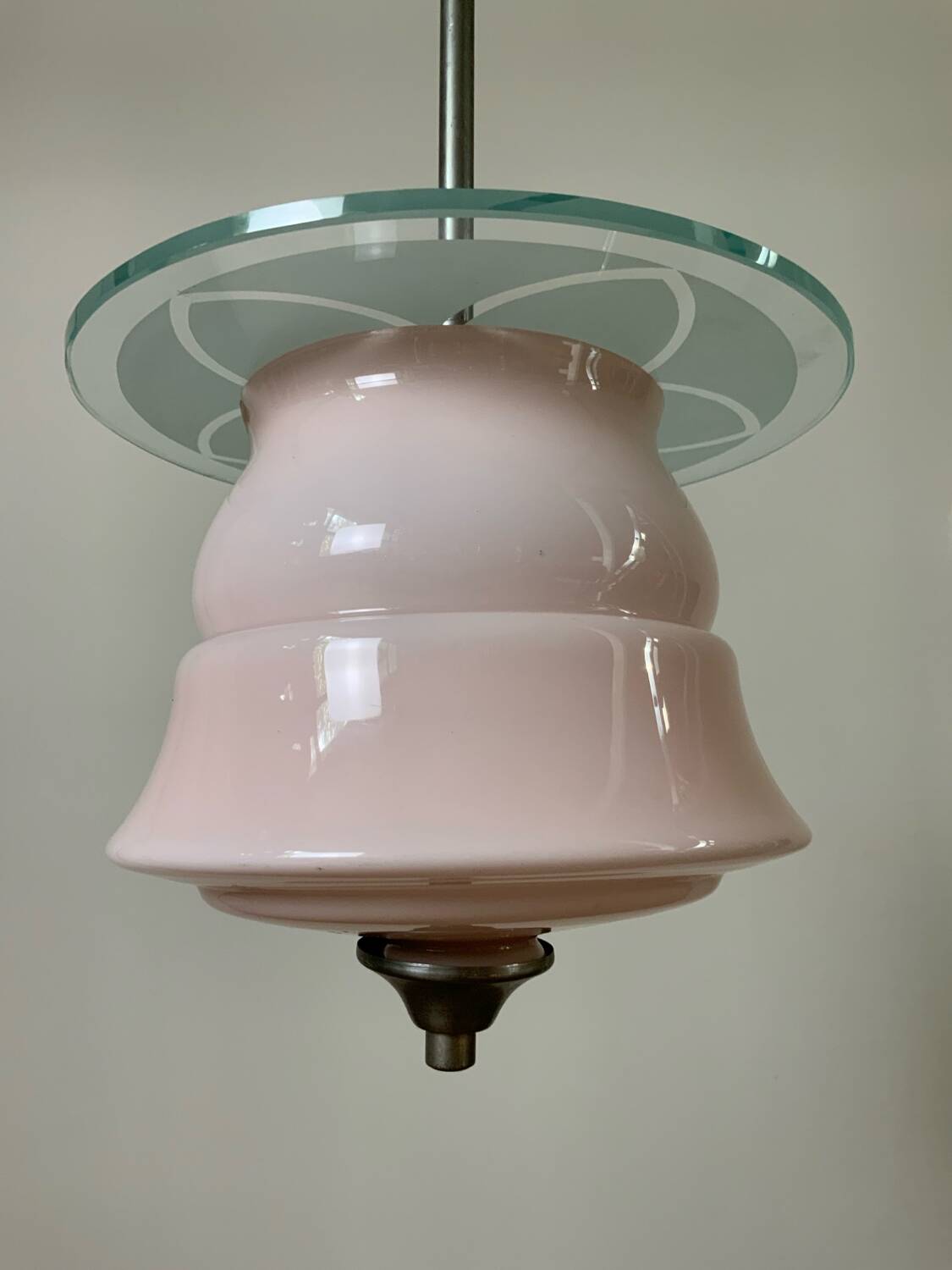 Pink opaline pendant light