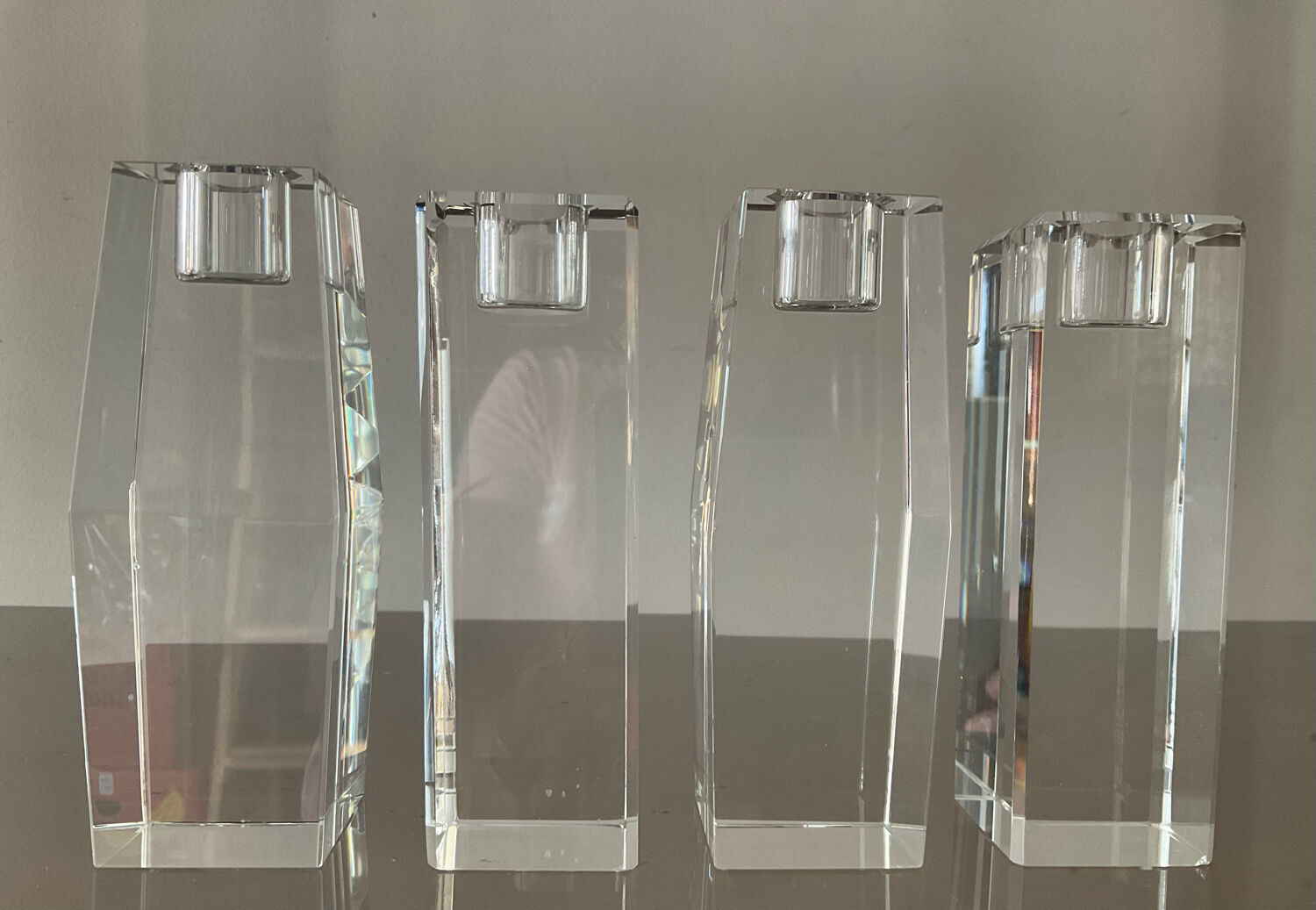 Set of 4 crystal candle holders from the 70s
