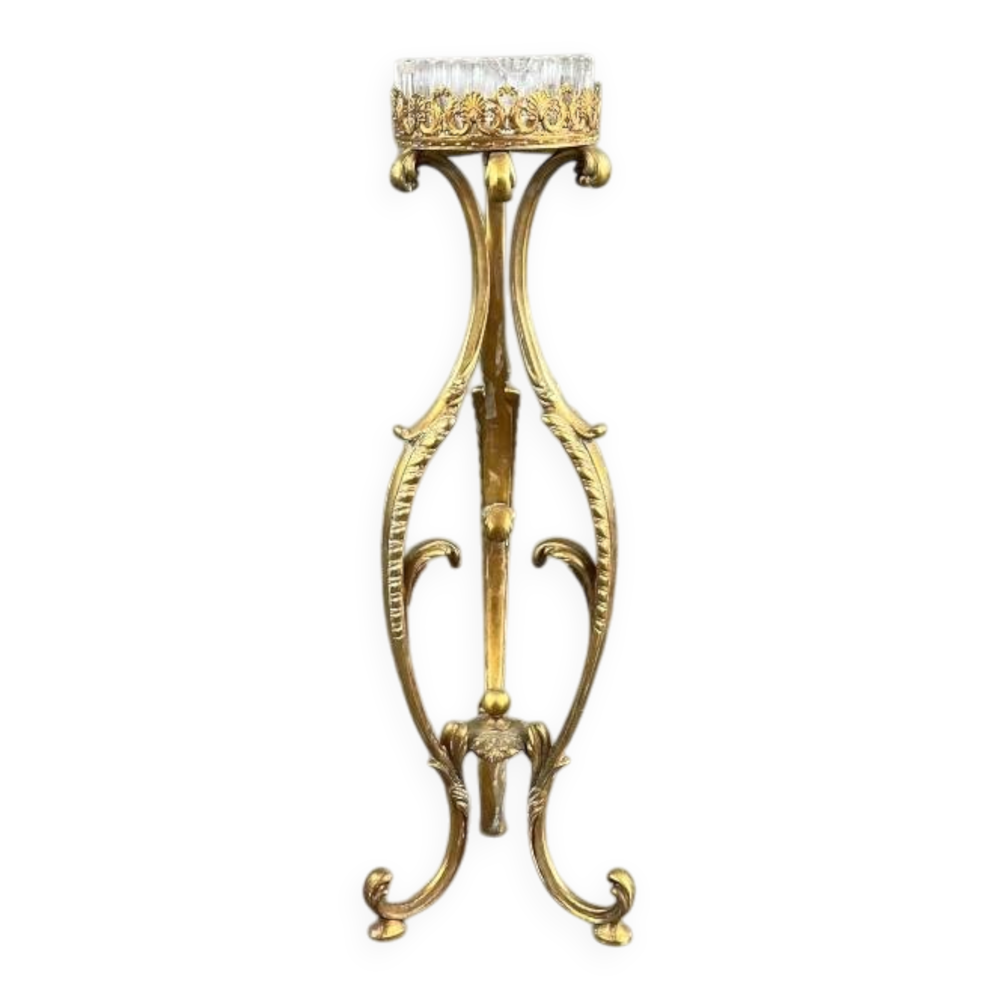 Bronze-gilt and crystal standing ashtray, 20th century
