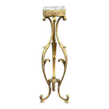 Cendrier sur pied en bronze doré et cristal, XXe Siècle
