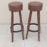 Pair of high vintage brutalist bar stools