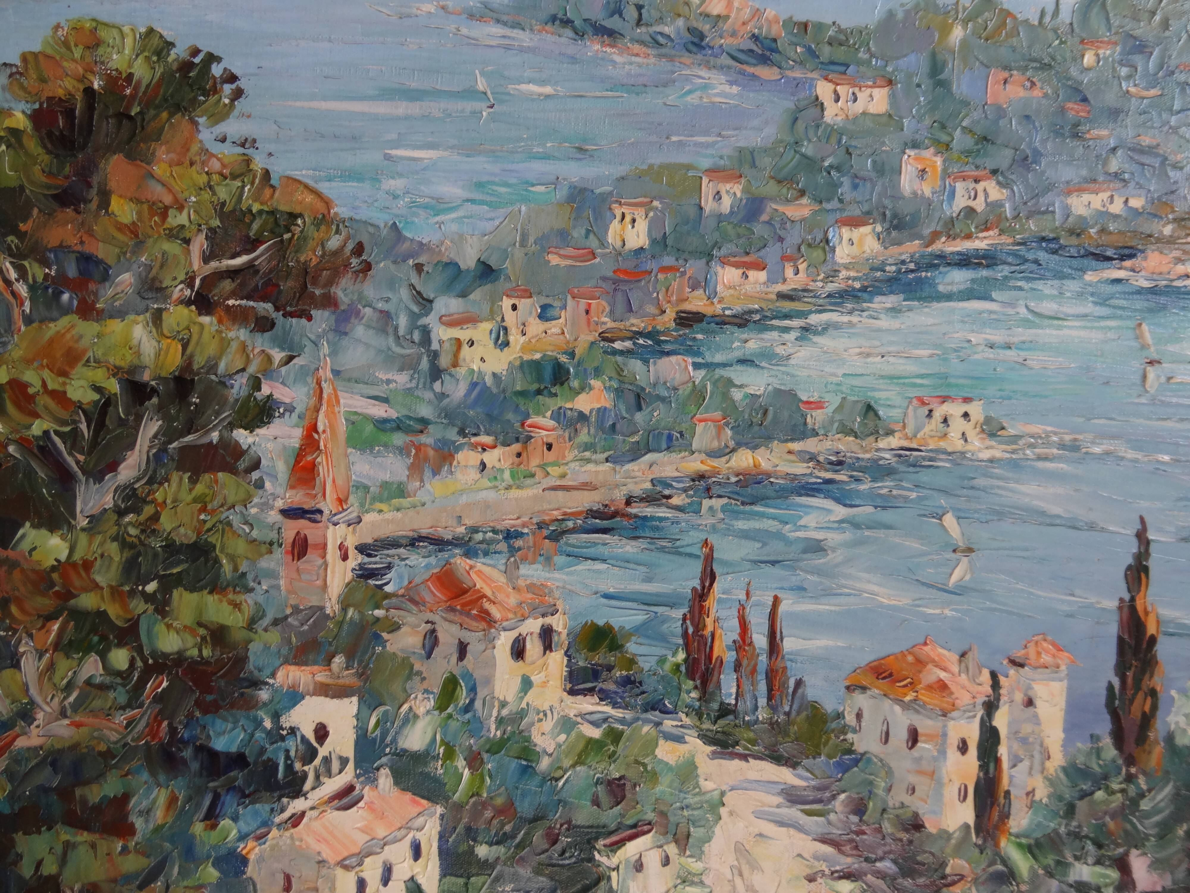 Marine, oil painting of Saint-Jean-Cap-Ferrat, signed H. E. BARGIN, 71 x 63 cm