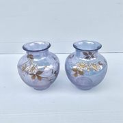 Paire de petits vases art nouveau decor floral émaillé
