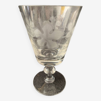 Large Crystal Cup Val St Lambert Decor of Pampres