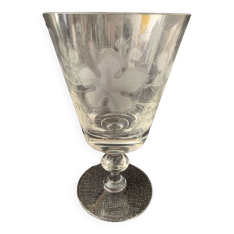 Large Crystal Cup Val St Lambert Decor of Pampres