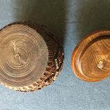 8 coasters and carved wooden box