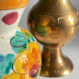Vases céramique et laiton artisanal vintage