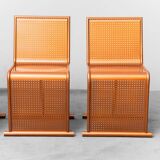 Set da 4 sedute modulari in metallo traforato anni ’80 vintage modernariato