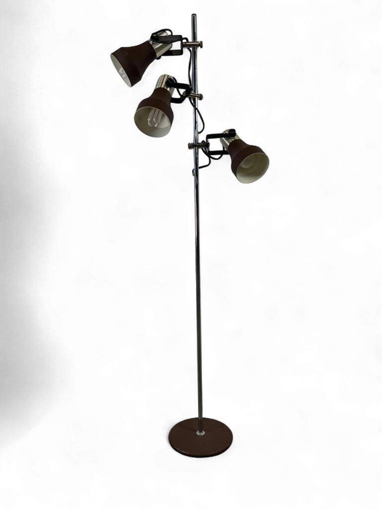 Vintage brown floor lamp with 3 spotlights