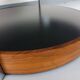 Vintage Italian round coffee table in rosewood, chrome metal, glass.