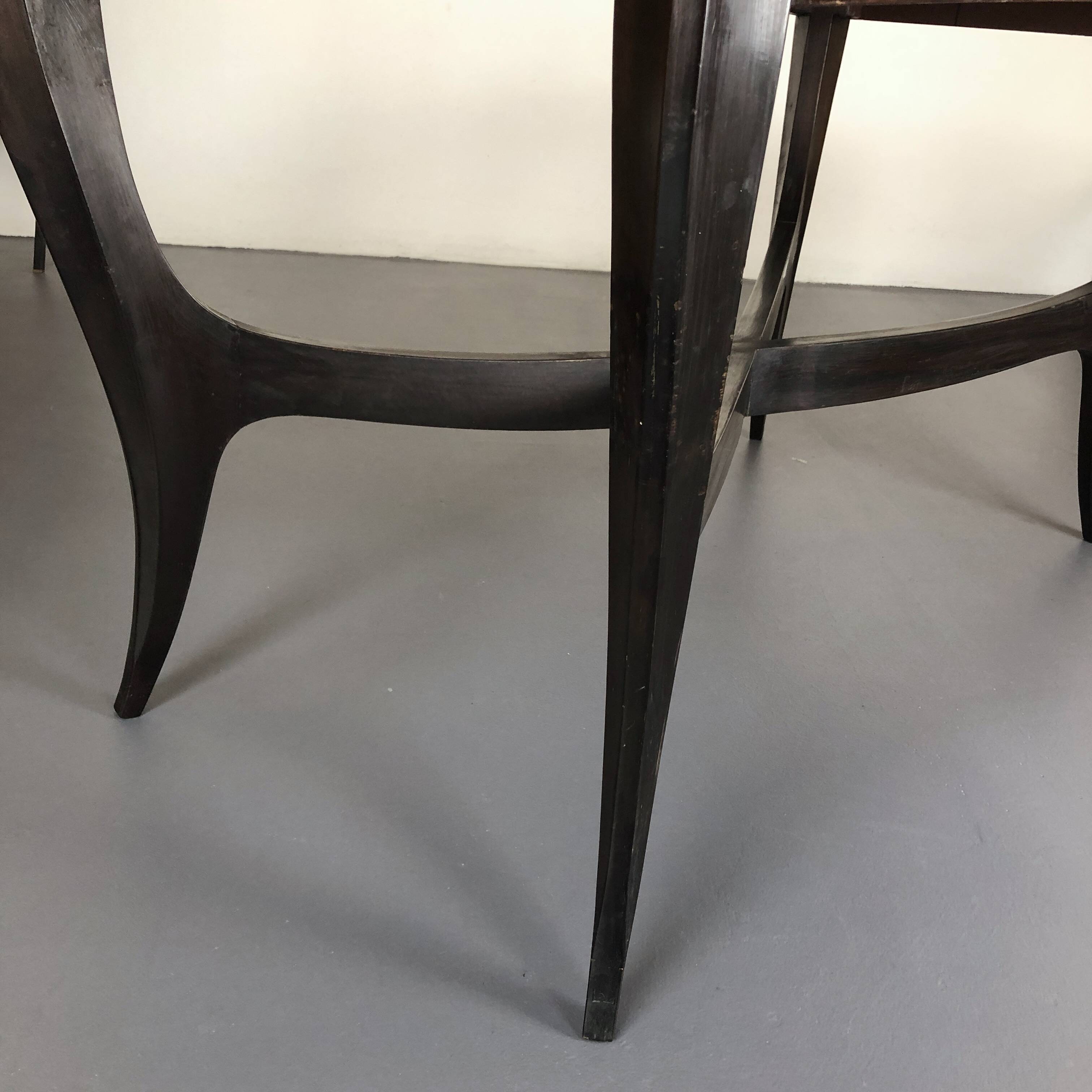 Vintage Italian wood and white marble dining table from 1950s