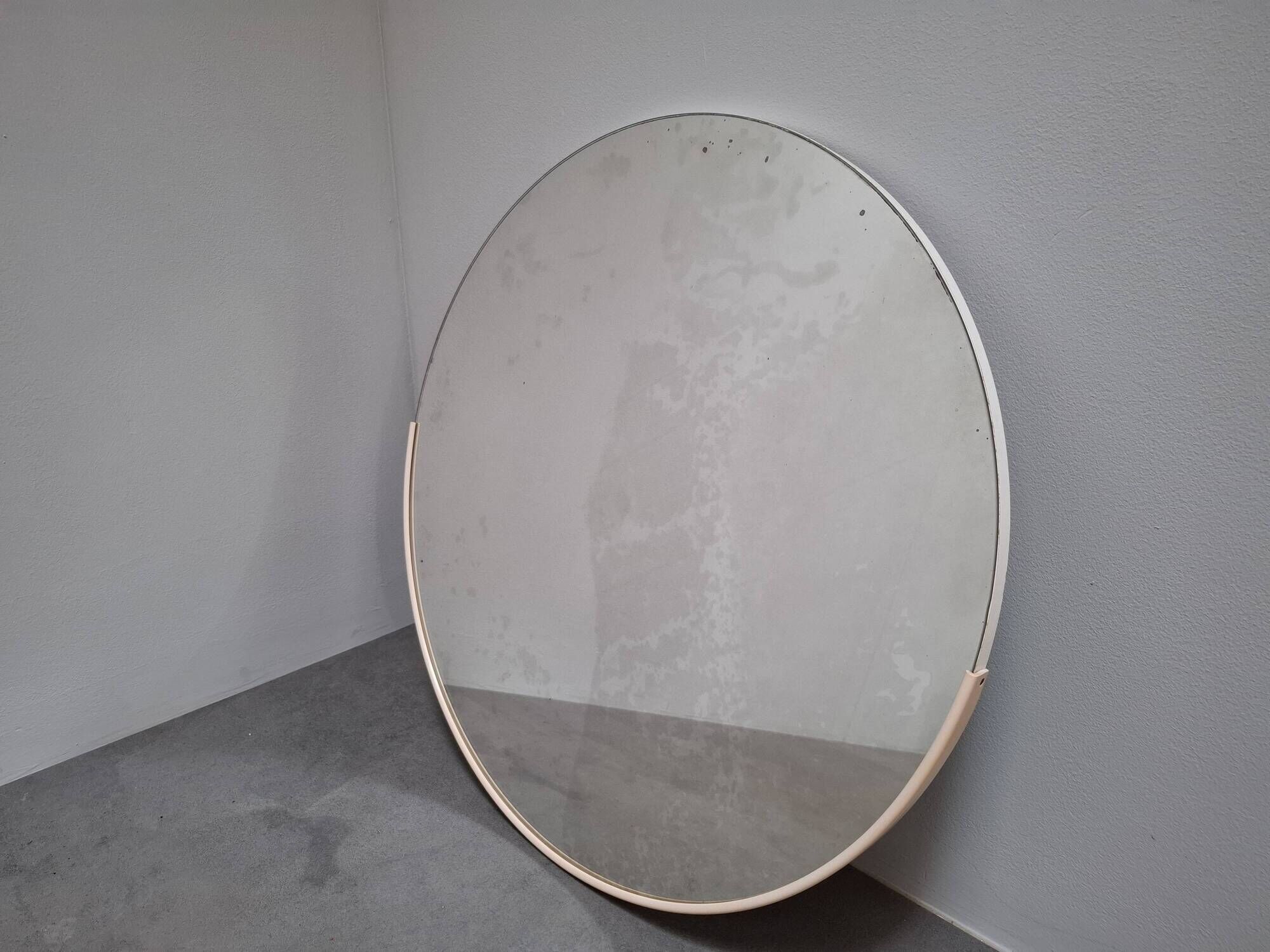 1970s Czechoslovakian Round Wall Mirror with Beige Frame